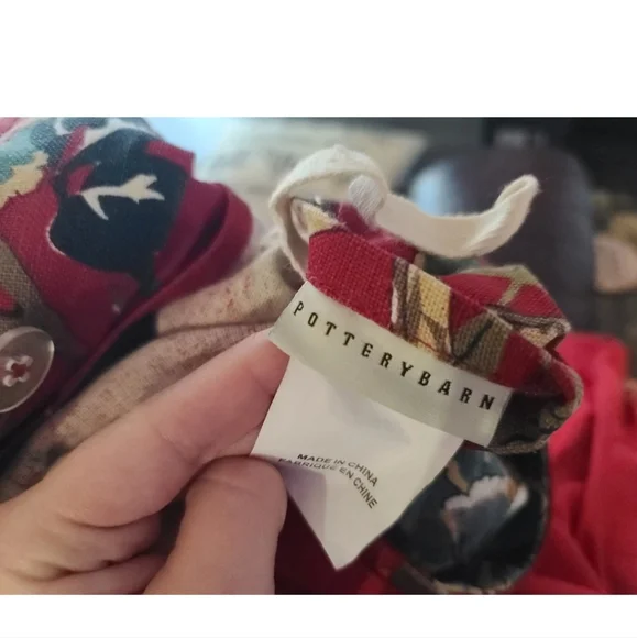 Pottery Barn Red Floral Linen Blend Brighton King Duvet Cover Square Sham Set - Picture 5 of 6